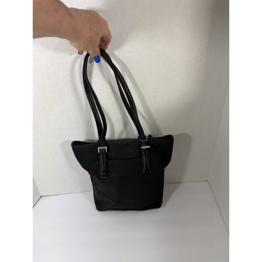 Vintage Coach Black Twill And Leather Trim Tote